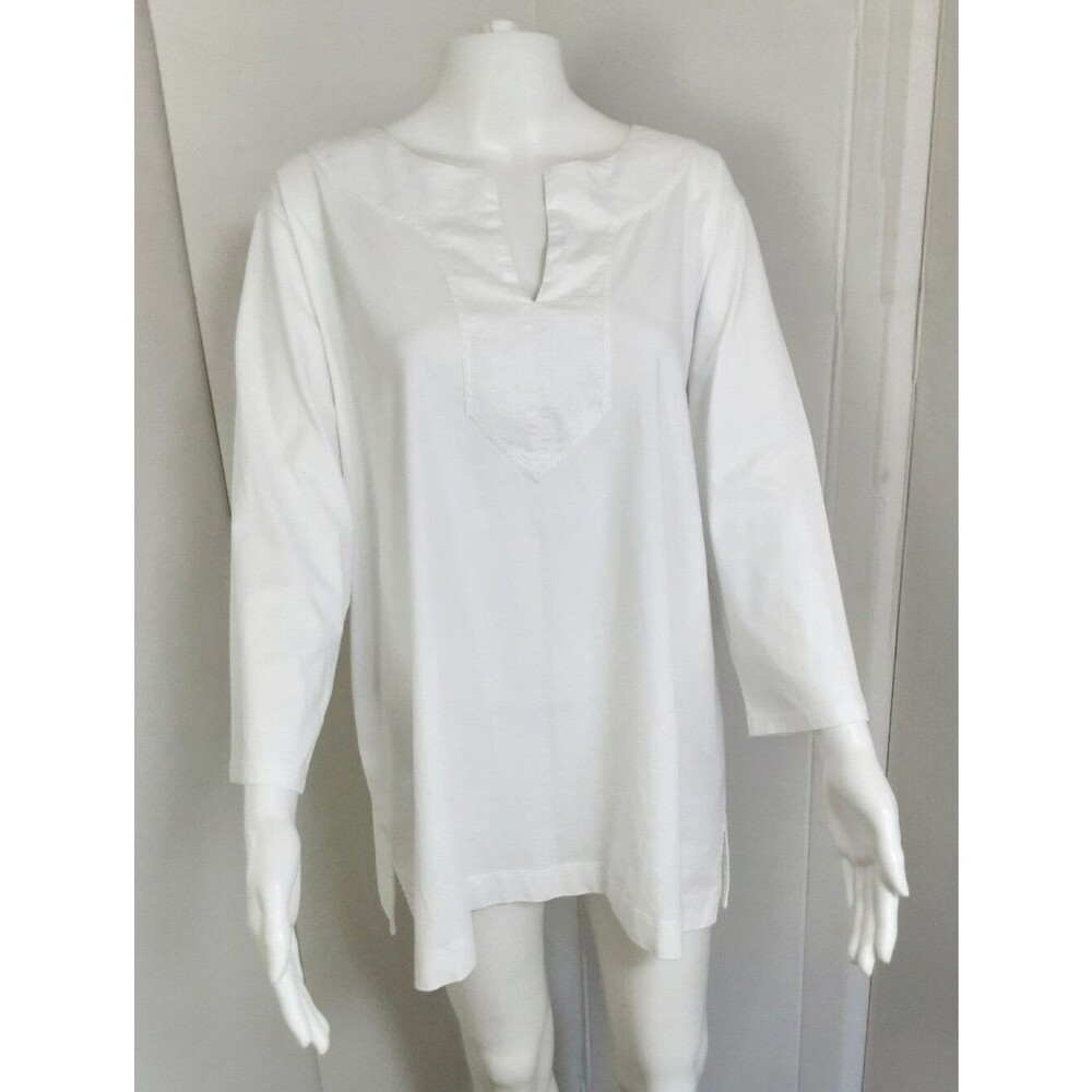 LAUREN RALPH LAUREN 100% Cotton 3Qtr Sleeve V-Neck Tunic Top Sz 3X